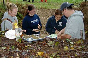 Soil judging team at work in a soil pit