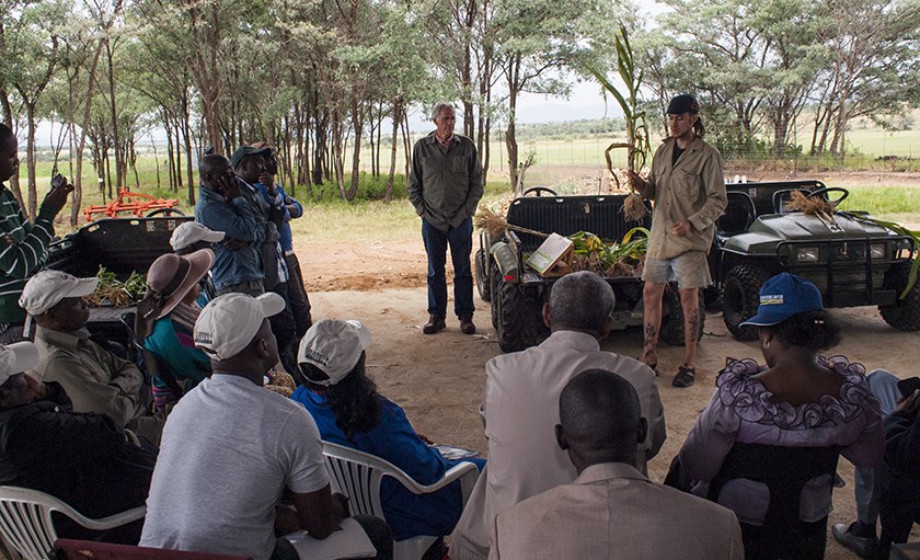 Plant breeders hailing from many African countries gathered to learn about root systems and phenotyping. Photo courtesy of Bob Snyder.