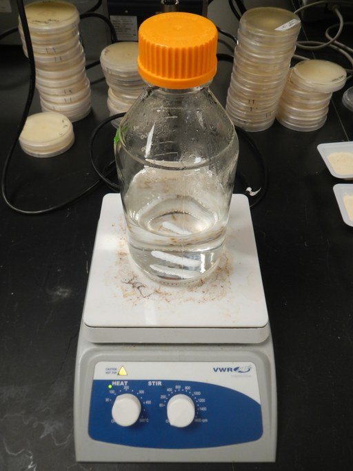 Place jar on a hot plat at 30C with the cap loosely on and heat until bottle shows condensation or is warm to the touch.
